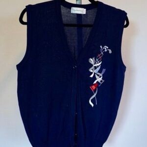 Burberry Vintage Classic Ladies V Neck Button Front Golf Vest